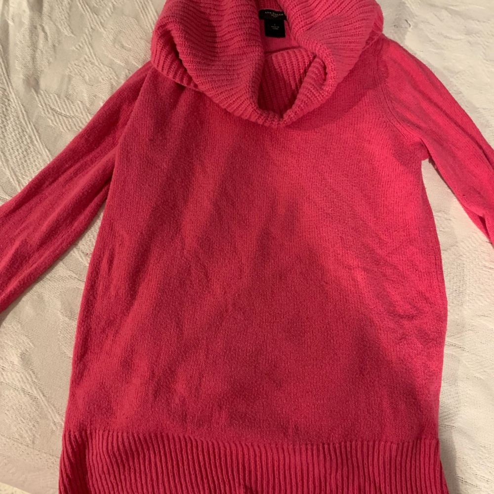 Ann Taylor Pink Long Sleeve Cowl Neck sweater - Picture 2 of 5
